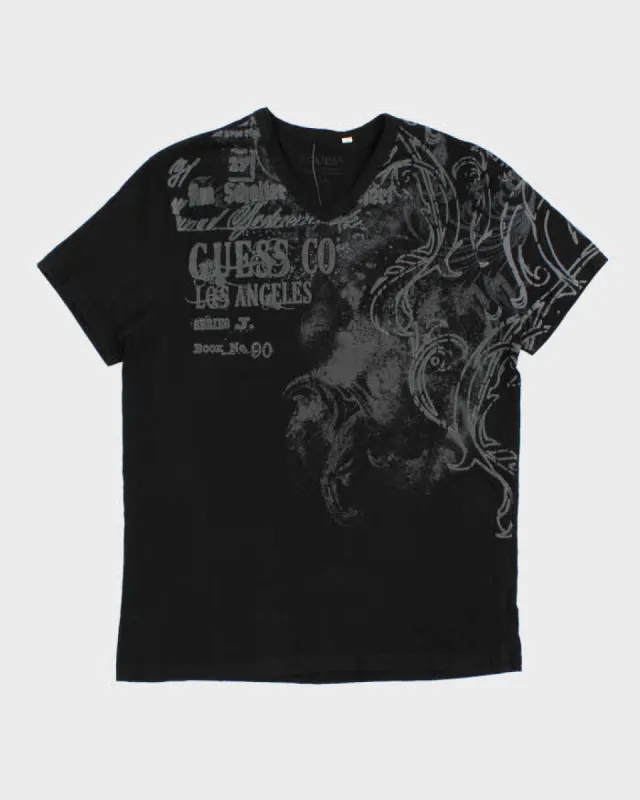 Men's Guess Grungy Graphic Black T Shirt - L sold by Rokit