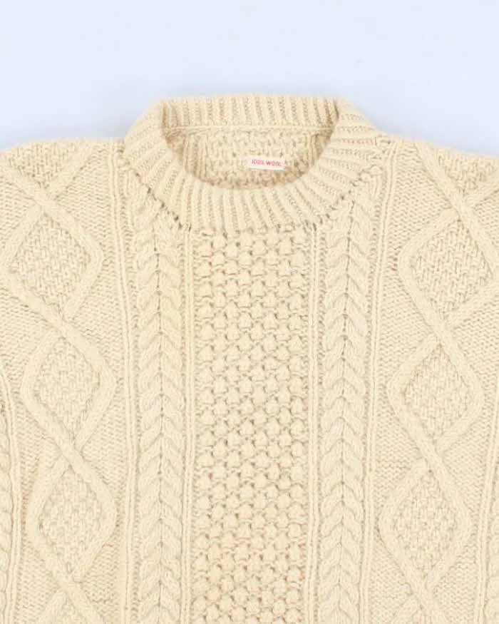 Mens Cream Cable Knit Wool Sweater - S sold by Rokit product image thumbnail 3