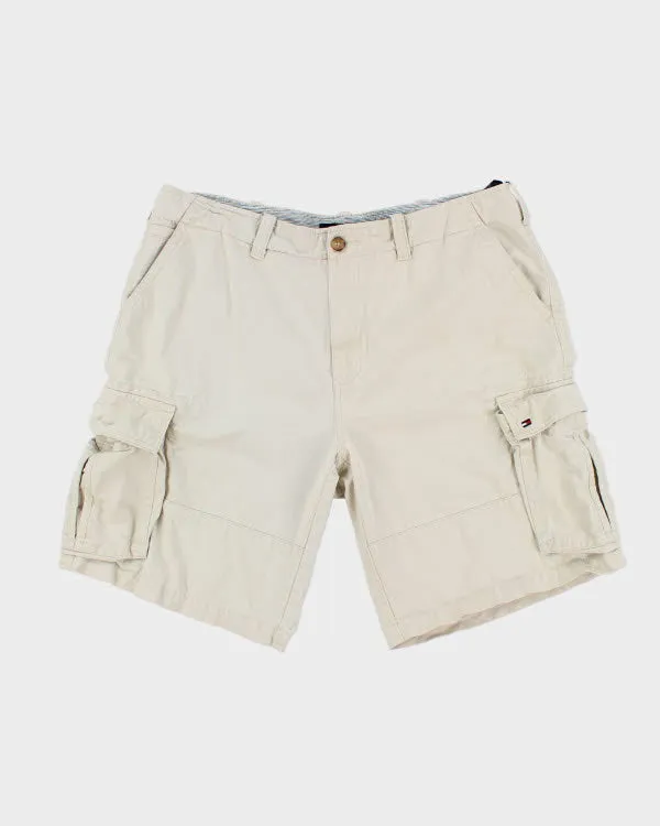 00s Tommy Hilfiger Cream Cargo Shorts - W36 sold by Rokit