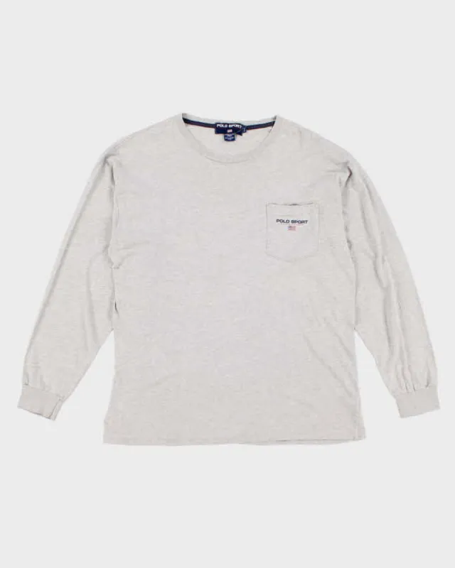 Mens Light Grey Ralph Lauren Long Sleeve T-Shirt - M sold by Rokit