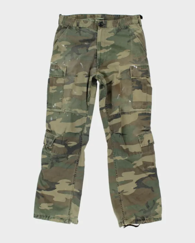 Vintage 90's Military Woodland Camo Cargo Trousers - W29 L32 sold by Rokit