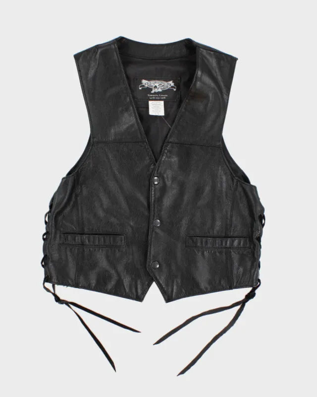 Vintage Men's Black leather Vest - S made by Rokit