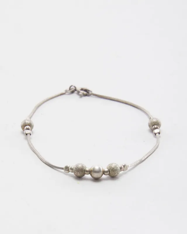 Vintage 925 Silver Beaded Bracelet sold by Rokit