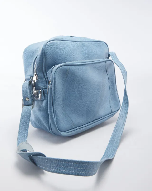 Vintage 70s Sears Blue Leather Messenger Bag - O/S sold by Rokit