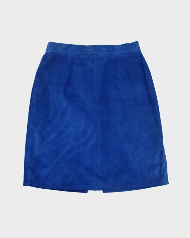 Vintage 80's Blue Leather Skirt - W:37 sold by Rokit
