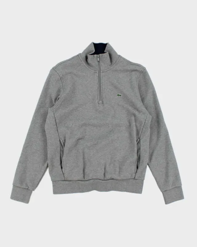 Lacoste Grey Quarter-Zip Sweatshirt - M sold by Rokit