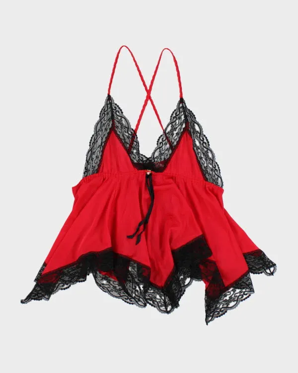 Y2k 00s Red Handkerchief Hem Cami - M sold by Rokit