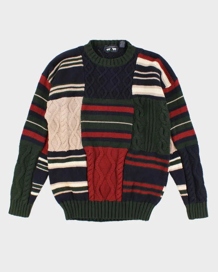 Men's Multi-coloured Chunky Cable Knit Sweater - L sold by Rokit