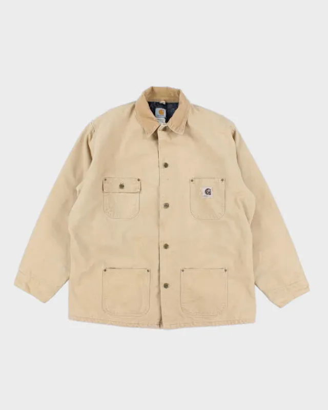 Vintage Mens Cream Carhartt Fleece Lined Utility Jacket - XXL sold by Rokit