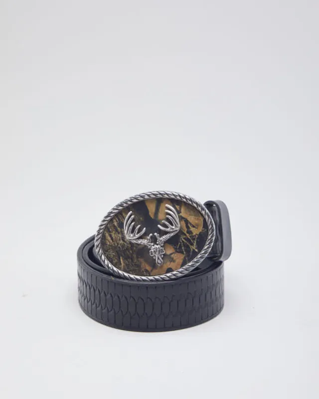 Nocona Western Black Leather Embellished Buckle Belt sold by Rokit