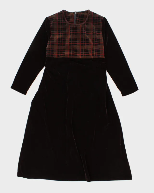 Vintage Velvet Long Sleeve Brown Maxi Dress - L/XL sold by Rokit