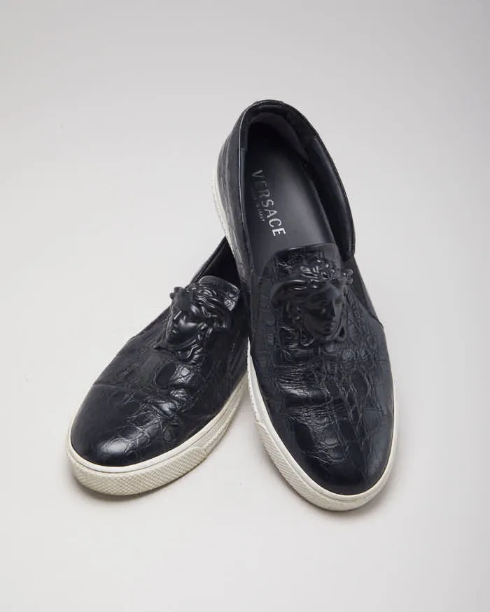 Versace Black Leather Medusa Embellished Slip On Shoes - UK 9.5 sold by Rokit product image thumbnail 5