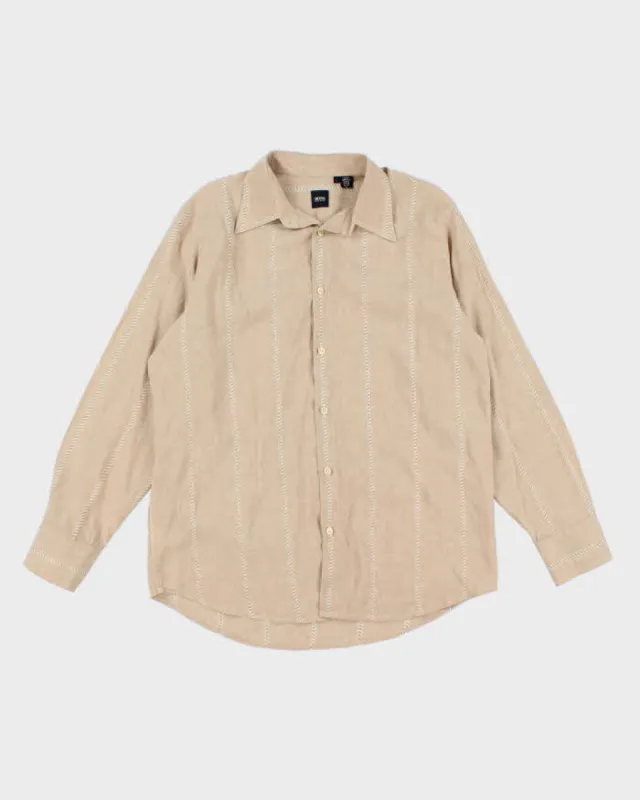 Hugo Boss Beige Patterned Striped Shirt - L sold by Rokit