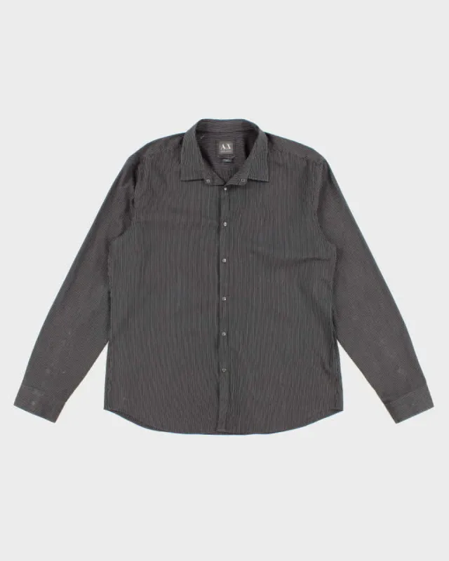 Men's Black Armani Stripped Shirt - XL made by Rokit