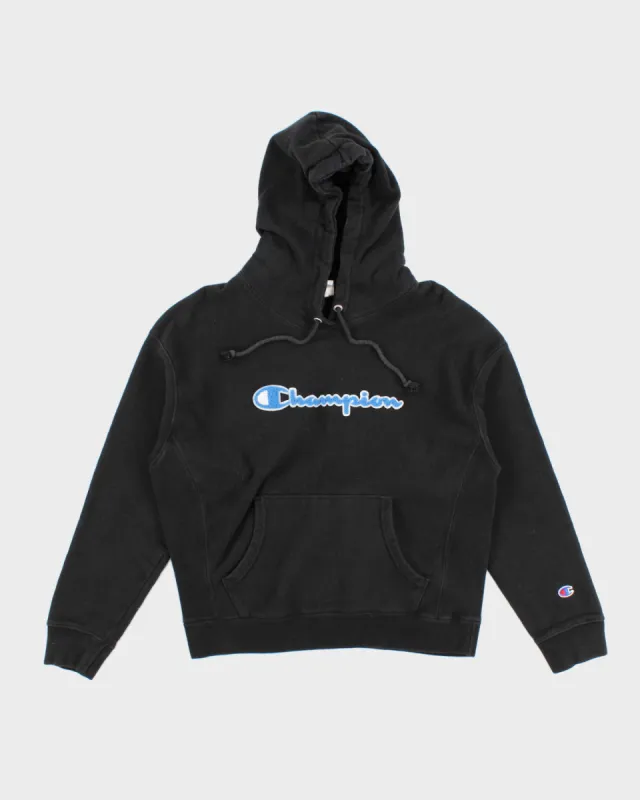 Vintage Champion Reverse Weave Black Hoodie - L sold by Rokit