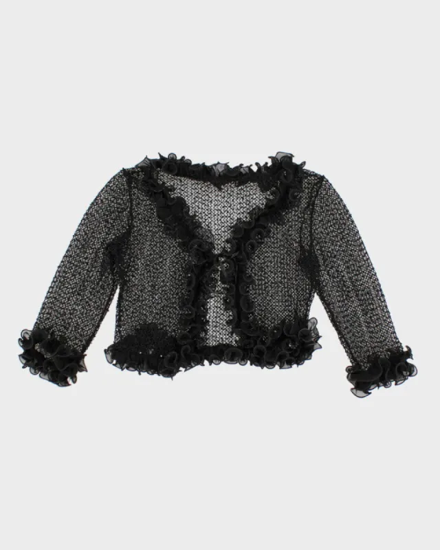 Vintage 90s Knit Ruffle Cardigan - S sold by Rokit