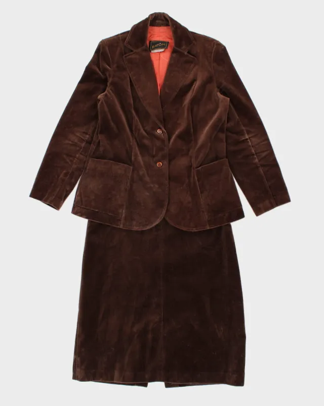 Vintage 80s Eaton Velvet Skirt Suit - M made by Rokit