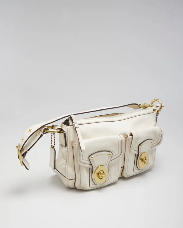 Vintage Y2K Womens Cream Leather Coach Handbag sold by Rokit