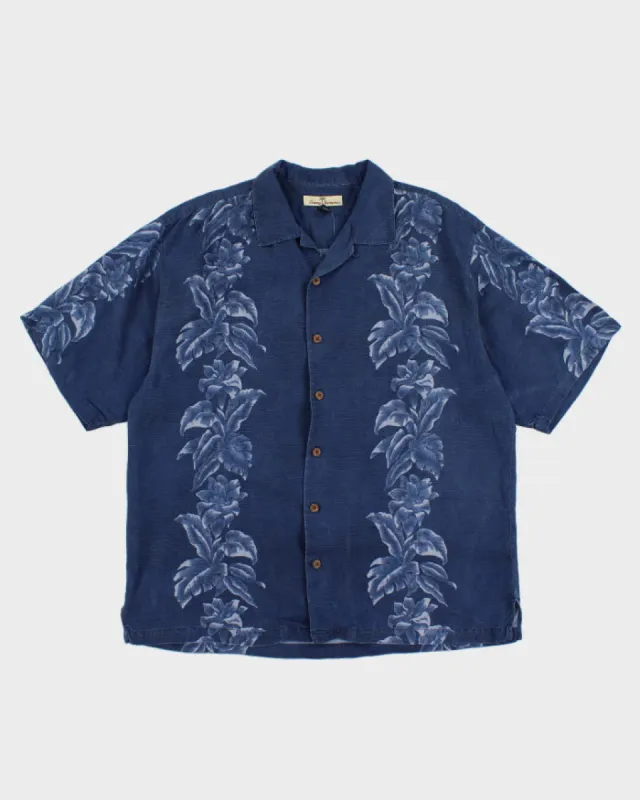 00s Tommy Bahama Blue Silk Hawaiian Shirt - L sold by Rokit