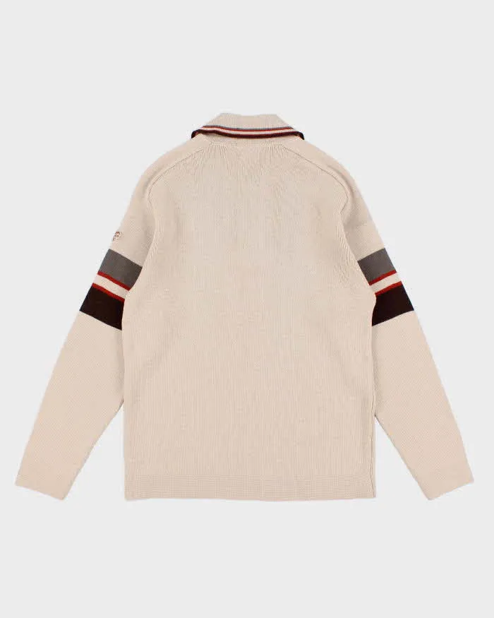 80s Vintage Men's Cream Knit Collard Sweater - M sold by Rokit product image thumbnail 2