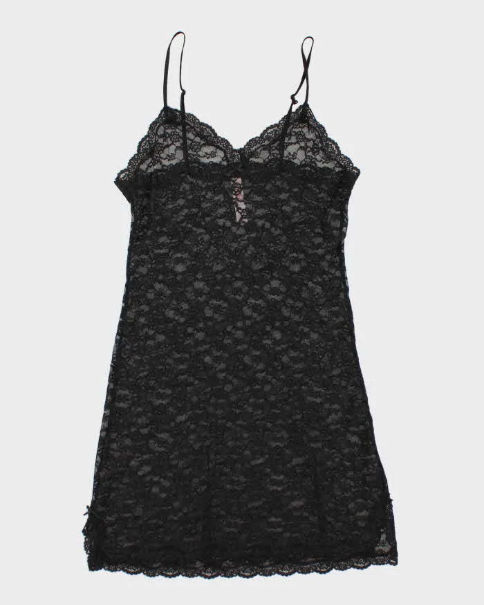 Y2k 00s Victoria's Secret Black Mesh Slip - M sold by Rokit