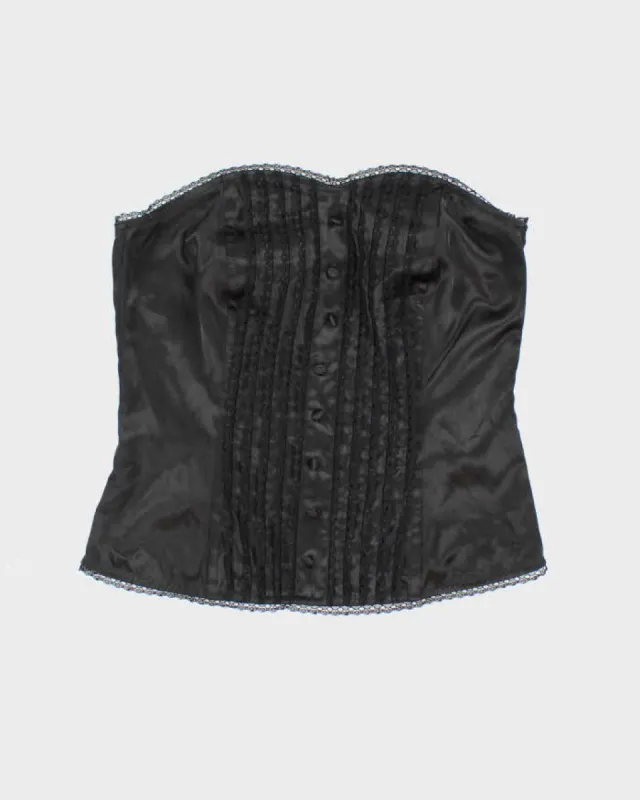 Y2k 00s Ricki's Black Satin Corset Top - S sold by Rokit