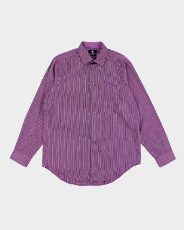 Vintage Calvin Klein Striped Button Up Shirt - L sold by Rokit