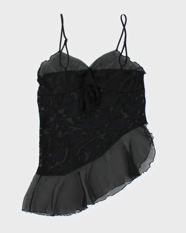 Y2k 00s Black Mesh Cami - M sold by Rokit