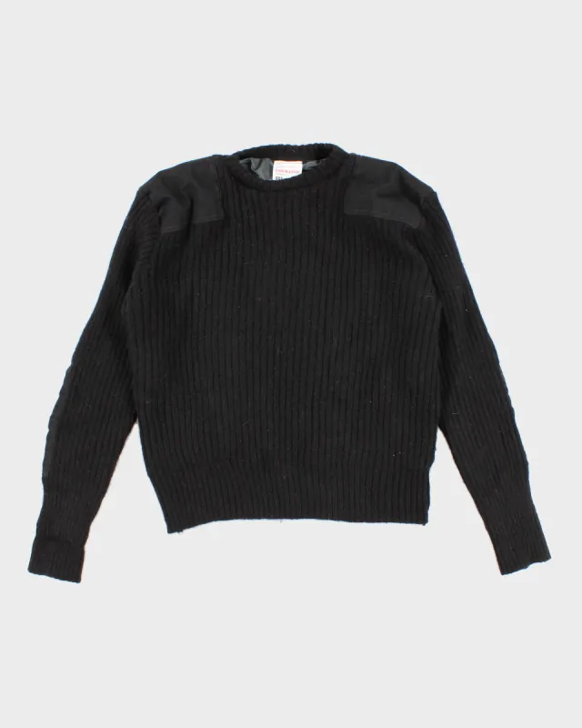 Mens Black Military Utility Wool Jumper - XL sold by Rokit