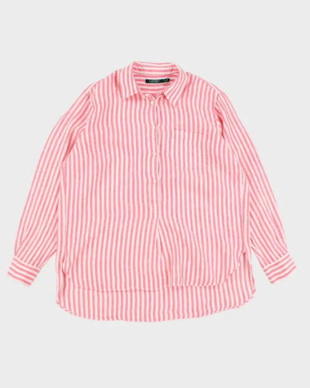 Ralph Lauren Linen Pink Stripe Long Sleeve Shirt - XL sold by Rokit