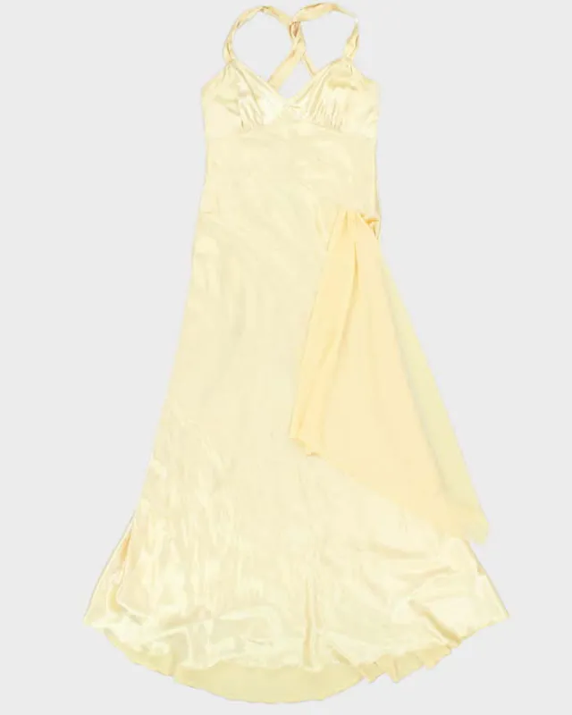 Vintage 90s Le Chateau Darling Yellow Satin Gown - M sold by Rokit
