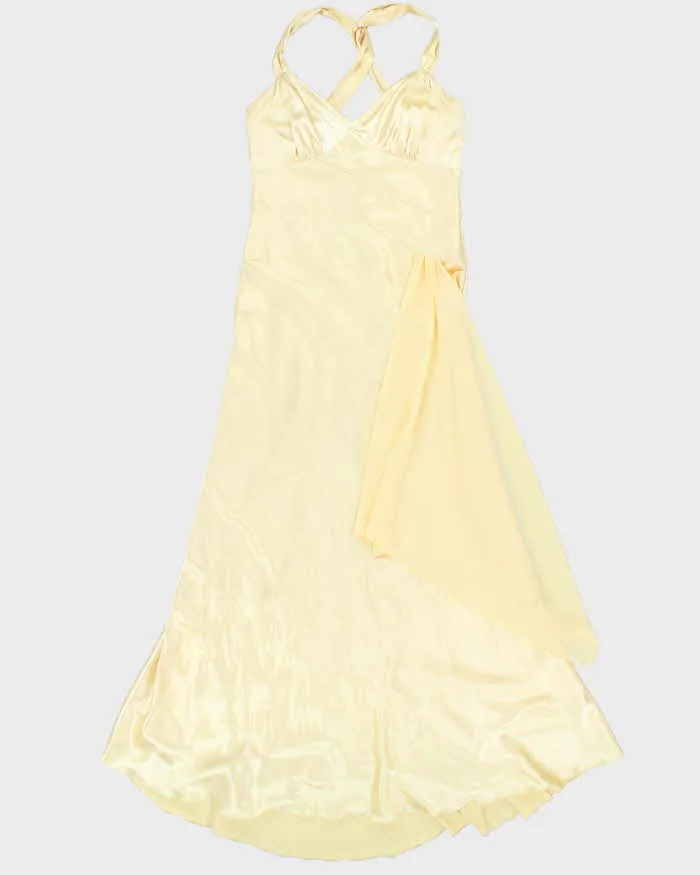 Vintage 90s Le Chateau Darling Yellow Satin Gown - M sold by Rokit