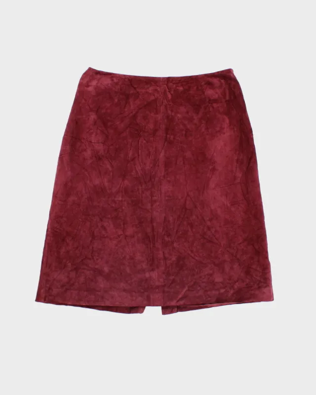 80's Leather Suede Maroon Skirt - W30 sold by Rokit