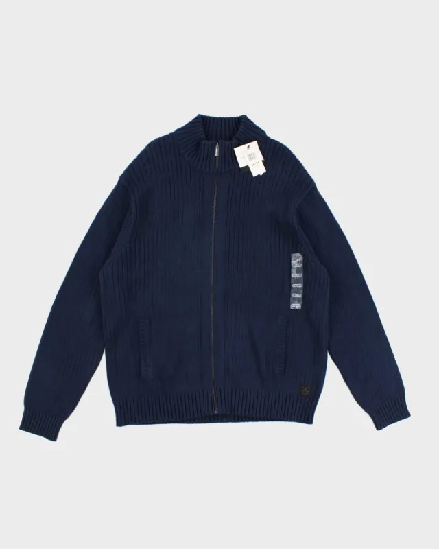 Calvin Klein Navy Zip Up Knit Jumper - XXL made by Calvin Klein