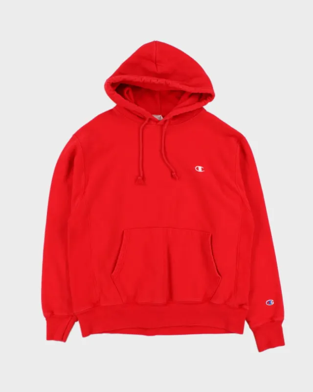 00s Champion Reverse Weave Red Hoodie - L sold by Rokit