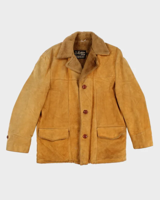 Men's Vintage Tan Suede Fleeced Lined Coat - L sold by Rokit