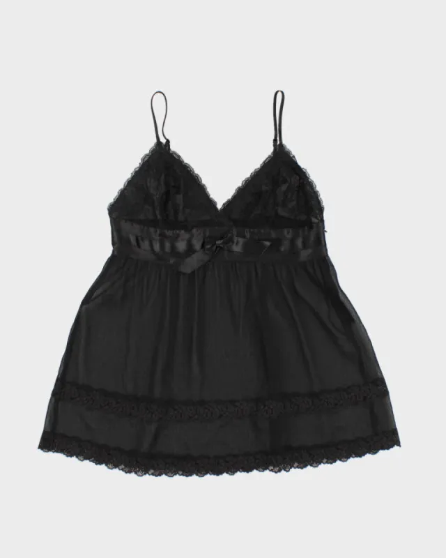 Y2k 00s La Senza Black Mesh Lace Cami Top - M sold by Rokit