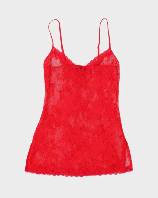 Y2k 00s Victoria's Secret Red Lace Cami - XS sold by Rokit