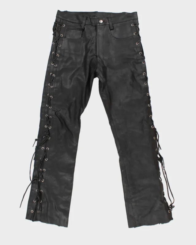 Men's Black Leather Laced Trousers - 32 sold by Rokit