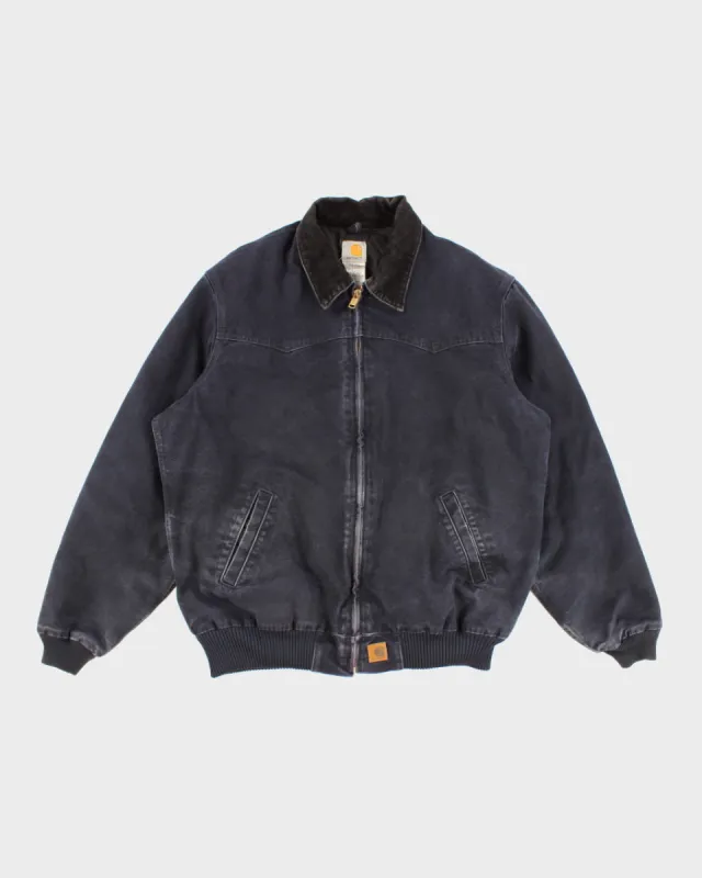 00s Carhartt Navy Fleece Lined Work Wear Jacket - XL made by Carhartt