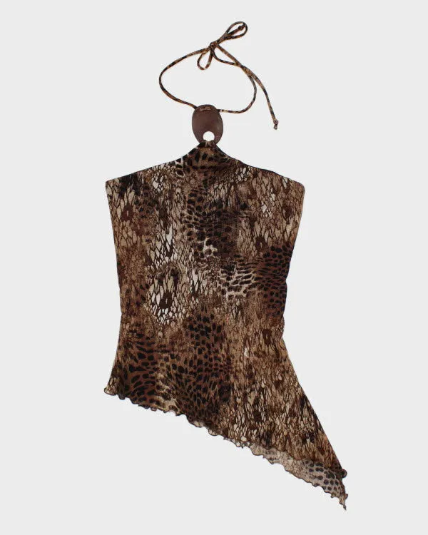 Y2k 00s Le Chateau Animal Print Halter Top - S sold by Rokit