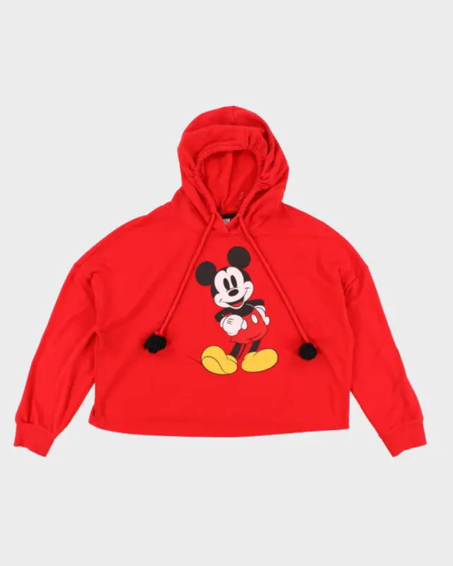 Womans Cropped Red Mickey Mouse Hoodie - L sold by Rokit