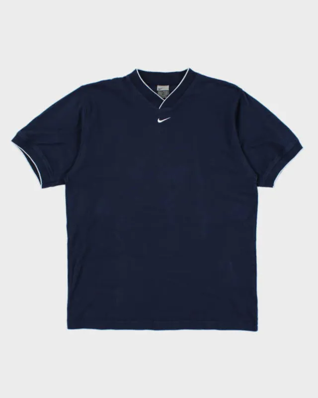 Vintage Nike V Neck Navy T-shirt - M sold by Rokit