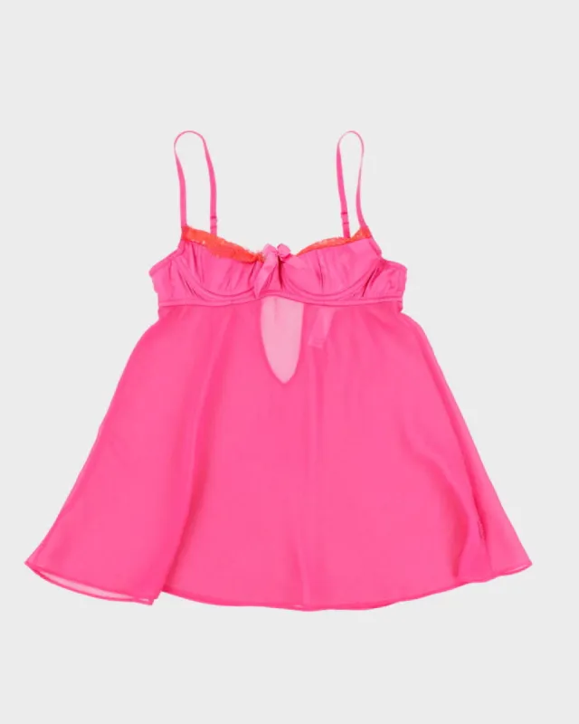 Y2k 00s La Senza Pink Mesh Lingerie Top - M sold by Rokit
