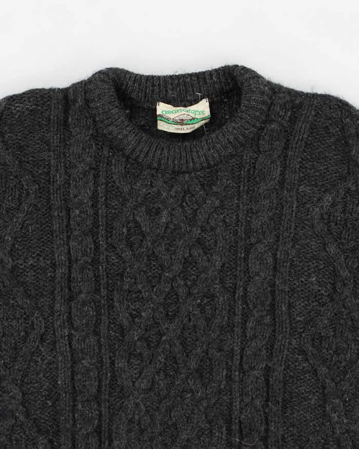 Vintage 80s Aran Dark Grey Wool Jumper - XXXL sold by Rokit product image thumbnail 3