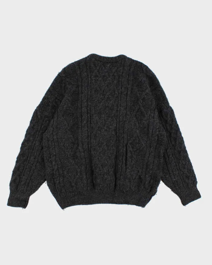 Vintage 80s Aran Dark Grey Wool Jumper - XXXL sold by Rokit product image thumbnail 2