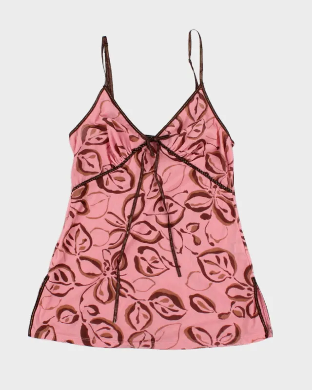 Y2K 00s Pink And Brown Cami Top - XS sold by Rokit