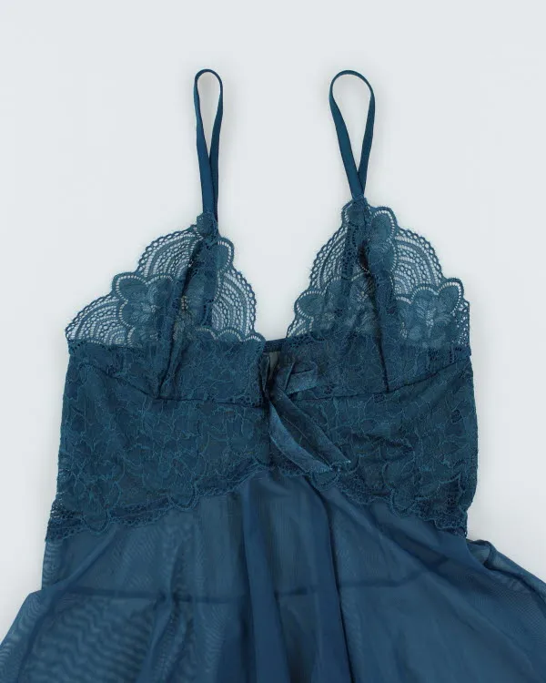 Y2k 00s Turquoise Handkerchief Hem Cami - S sold by Rokit product image thumbnail 3