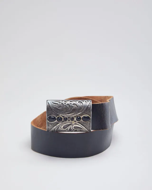 Brave Beltworks Black Leather Ornate Buckled Belt sold by Rokit