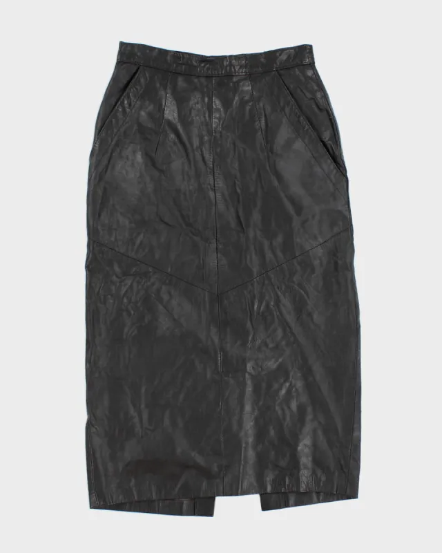 Vintage 70's Leather Longer Pencil Skirt - S sold by Rokit